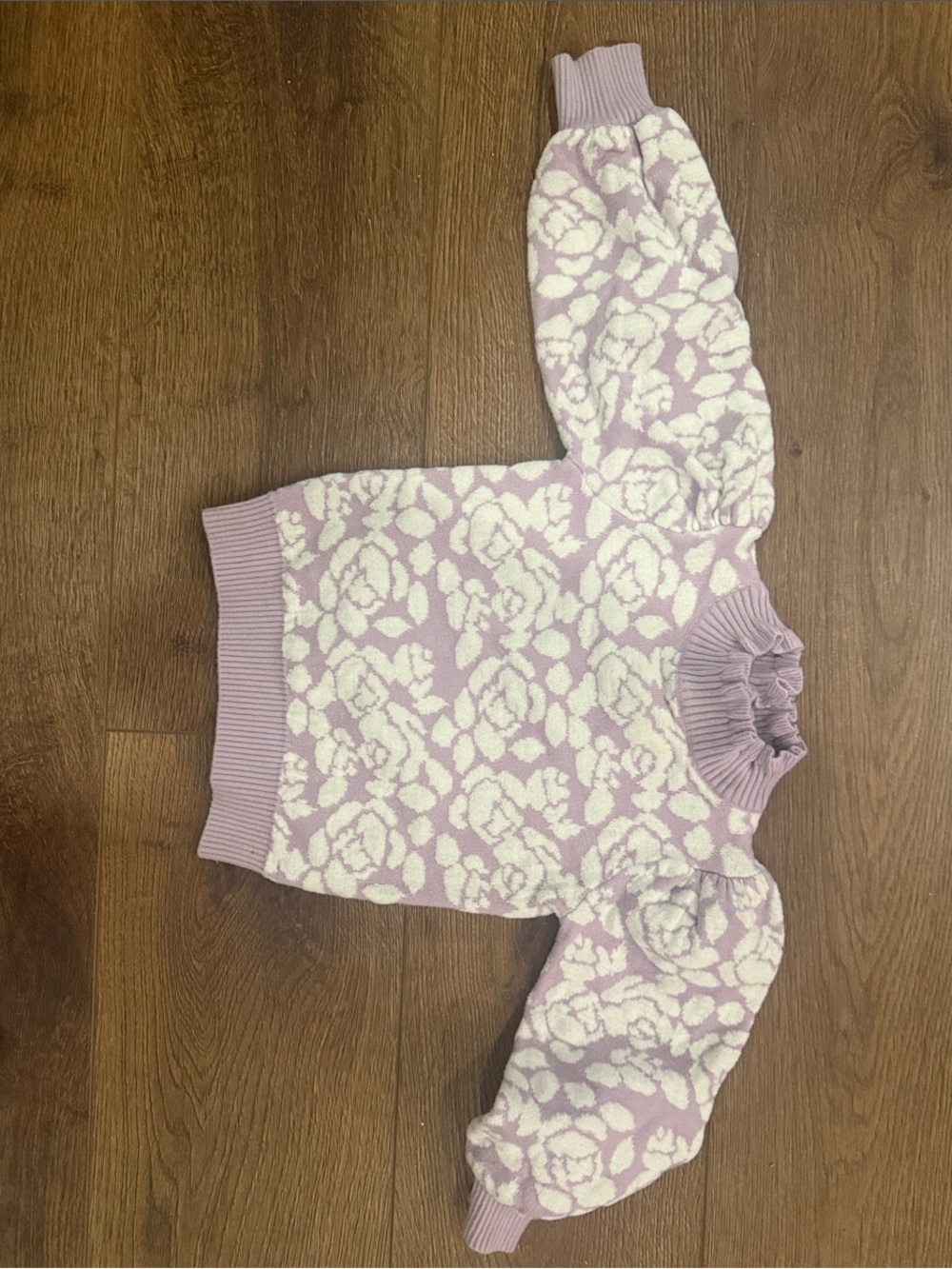 Janie & Jack Lavender Floral Bouclé Ruffle Collar Sweater 🌸